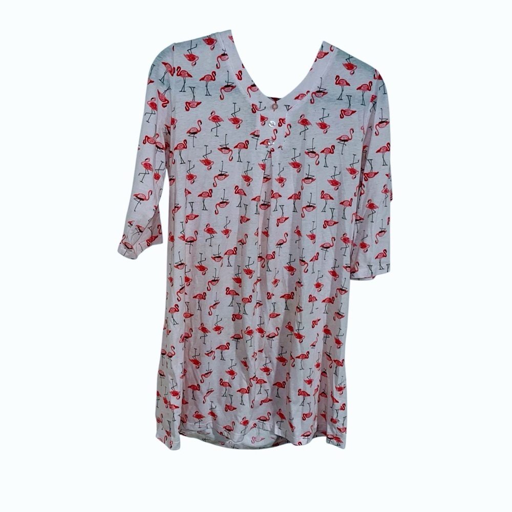 Pink flamingo nightgown sleep shirt nightshirt white orchid medium m med